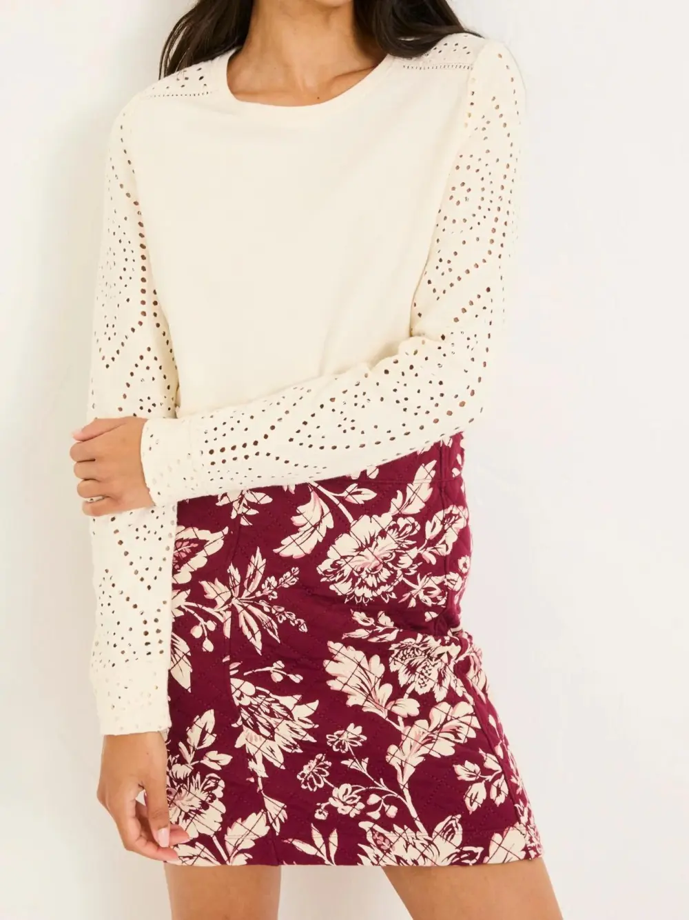 Ivory Broderie Crew 100% Cotton Sweatshirt