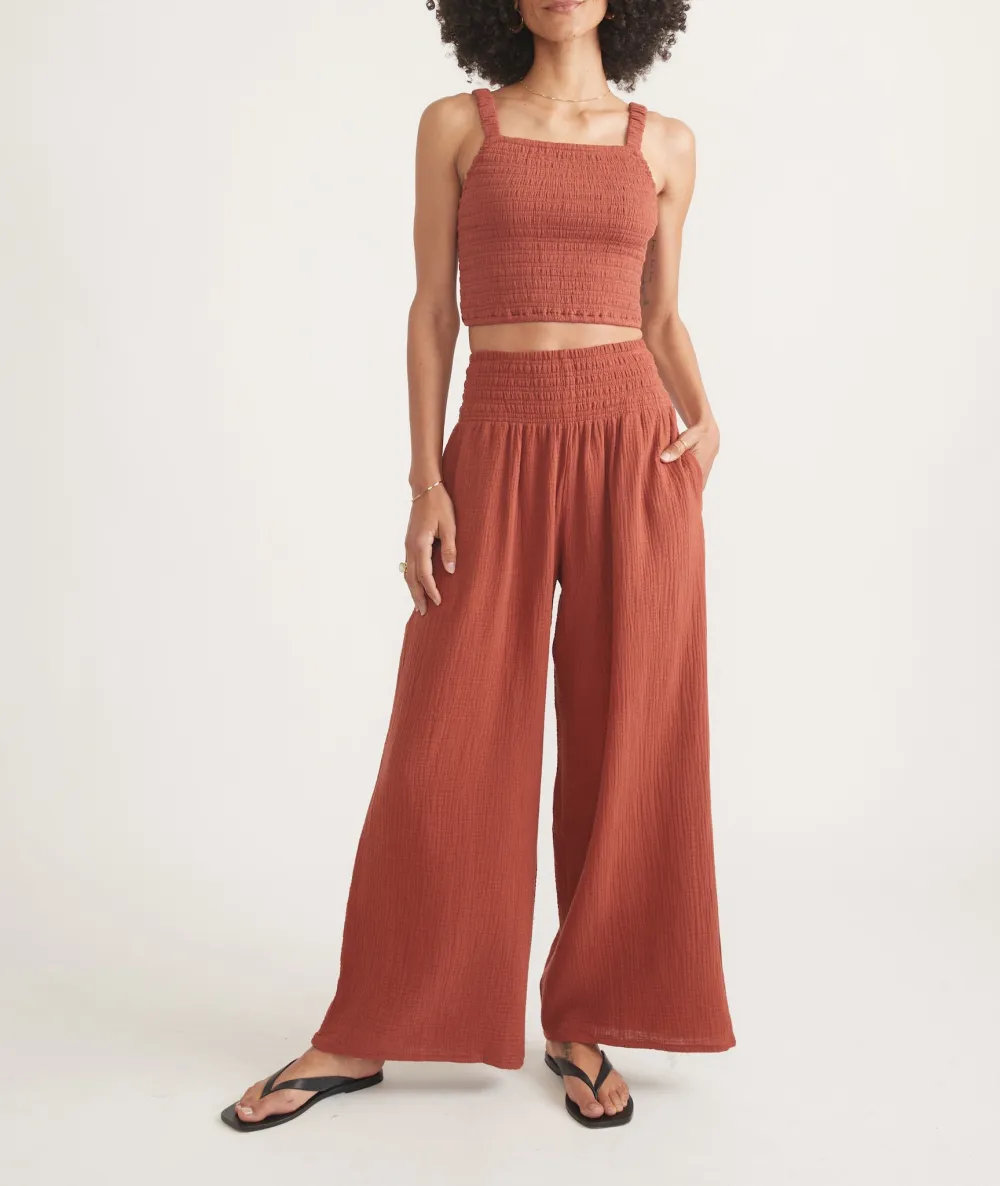Rust-Colored Wide-Leg Palazzo Trousers