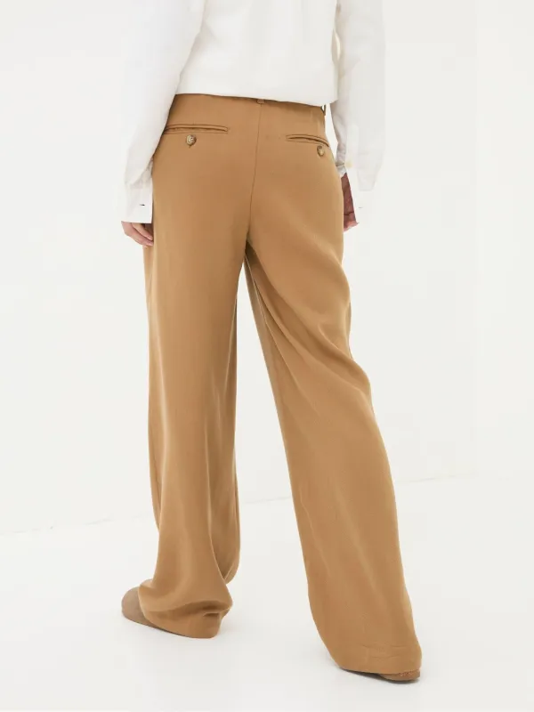 Dark Natural Ginger Wide Leg Drape Trousers