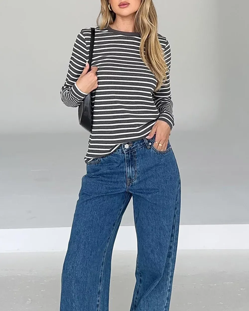 Long Sleeve Stripe Boyfriend Tee