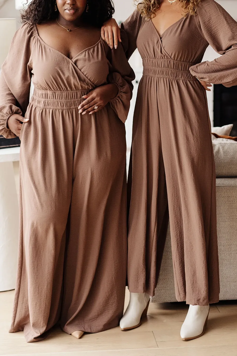 Brown Comfortable Waist-Cinching  Jumpsuit