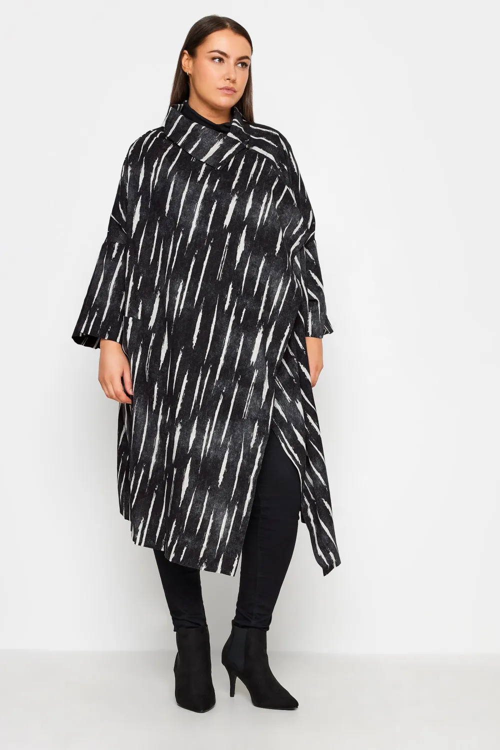 Evans Black Stripe Cape Jacket