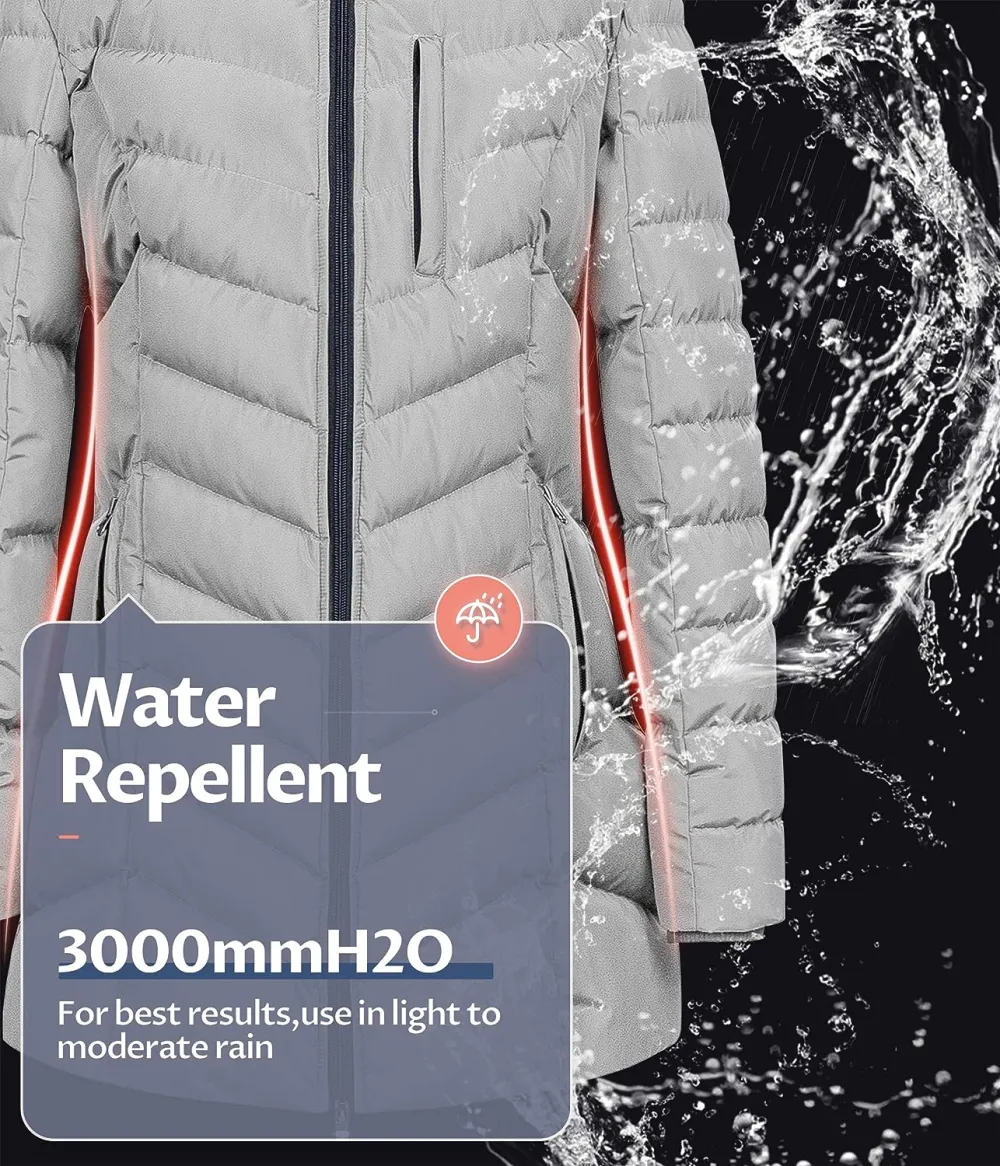 US Women's Winter Hooded Coat Waterproof Warm Long Puffer Jacket Parka