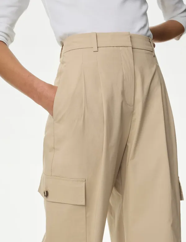 Cotton High Waisted Trousers