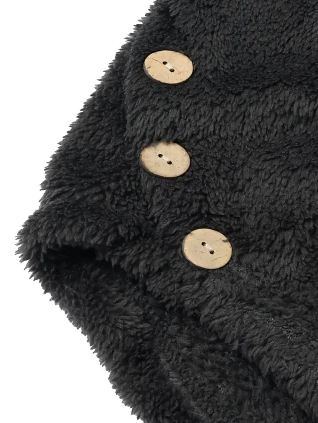 Women's Plus Size Teddy Coat Animal Casual Long Sleeve V Wire Regular Fall Winter Green Pink Dark Gray L XL XXL 3XL 4XL