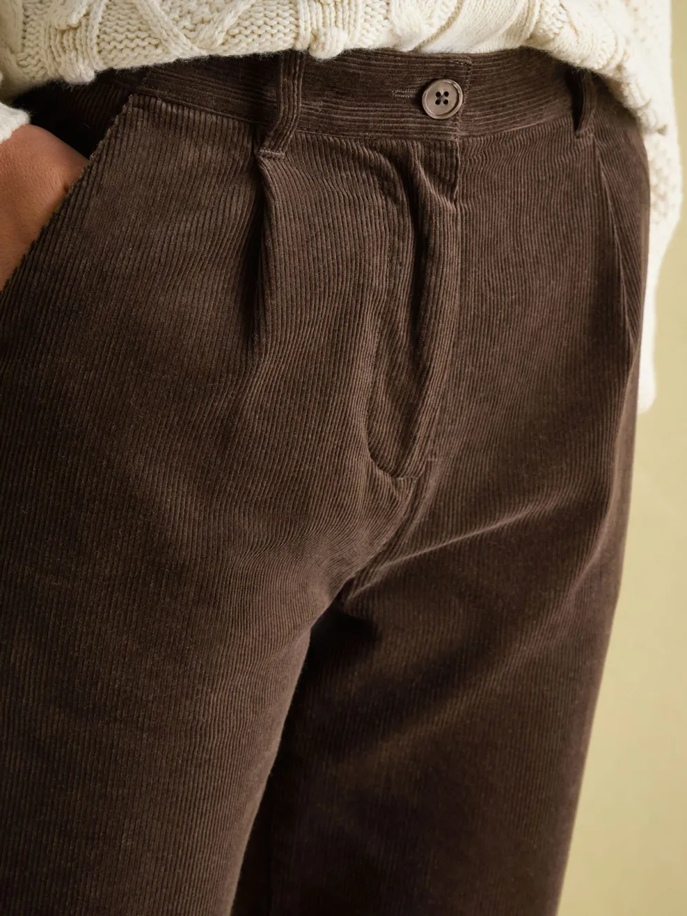 Dark Brown Corduroy Tapered Trousers