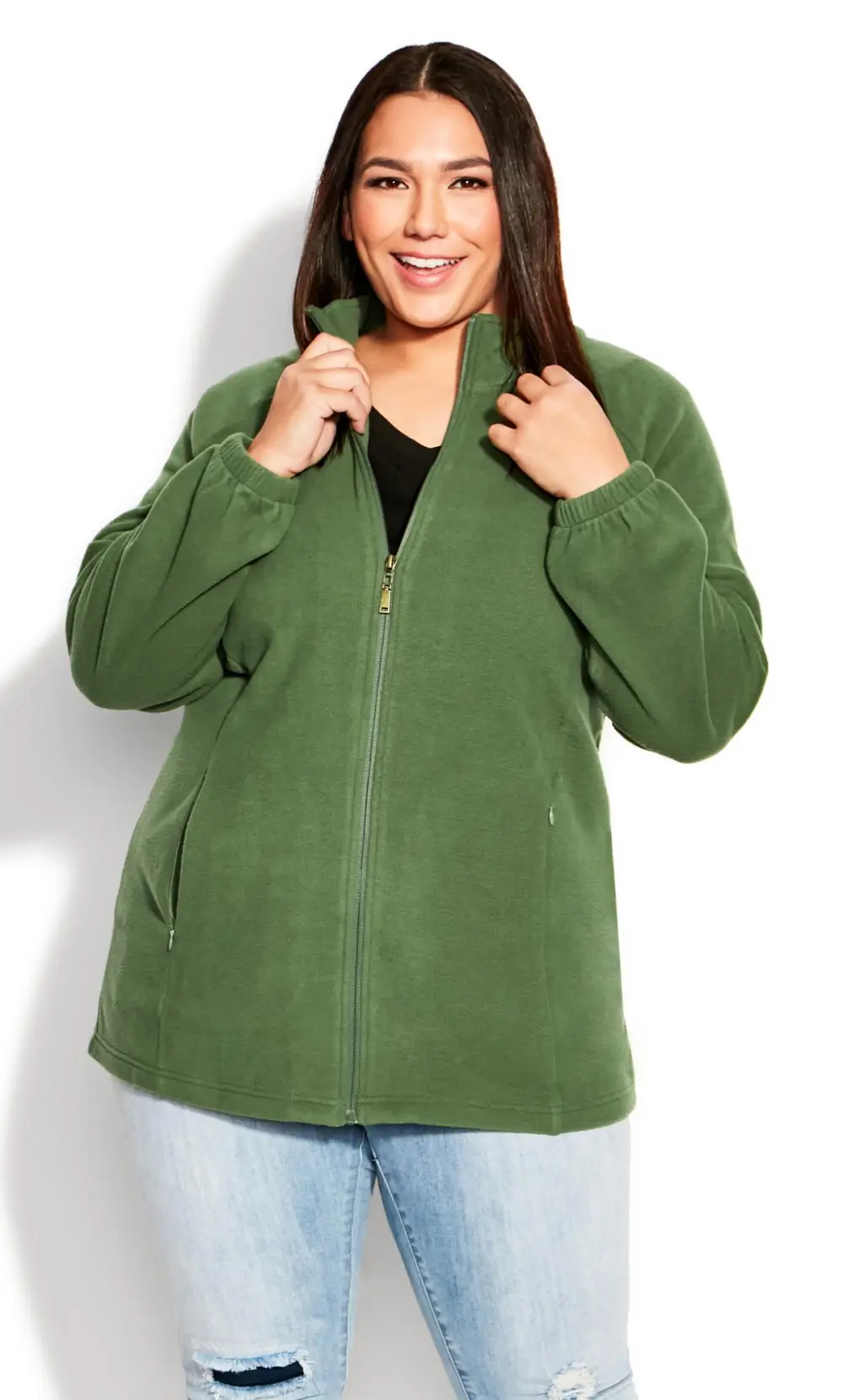 Evans Green Polar Fleece Zip Jacket