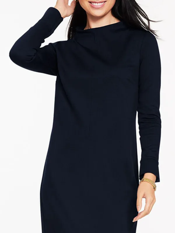 Women'S Stylish Minimalist Long-Sleeve Midi Dress