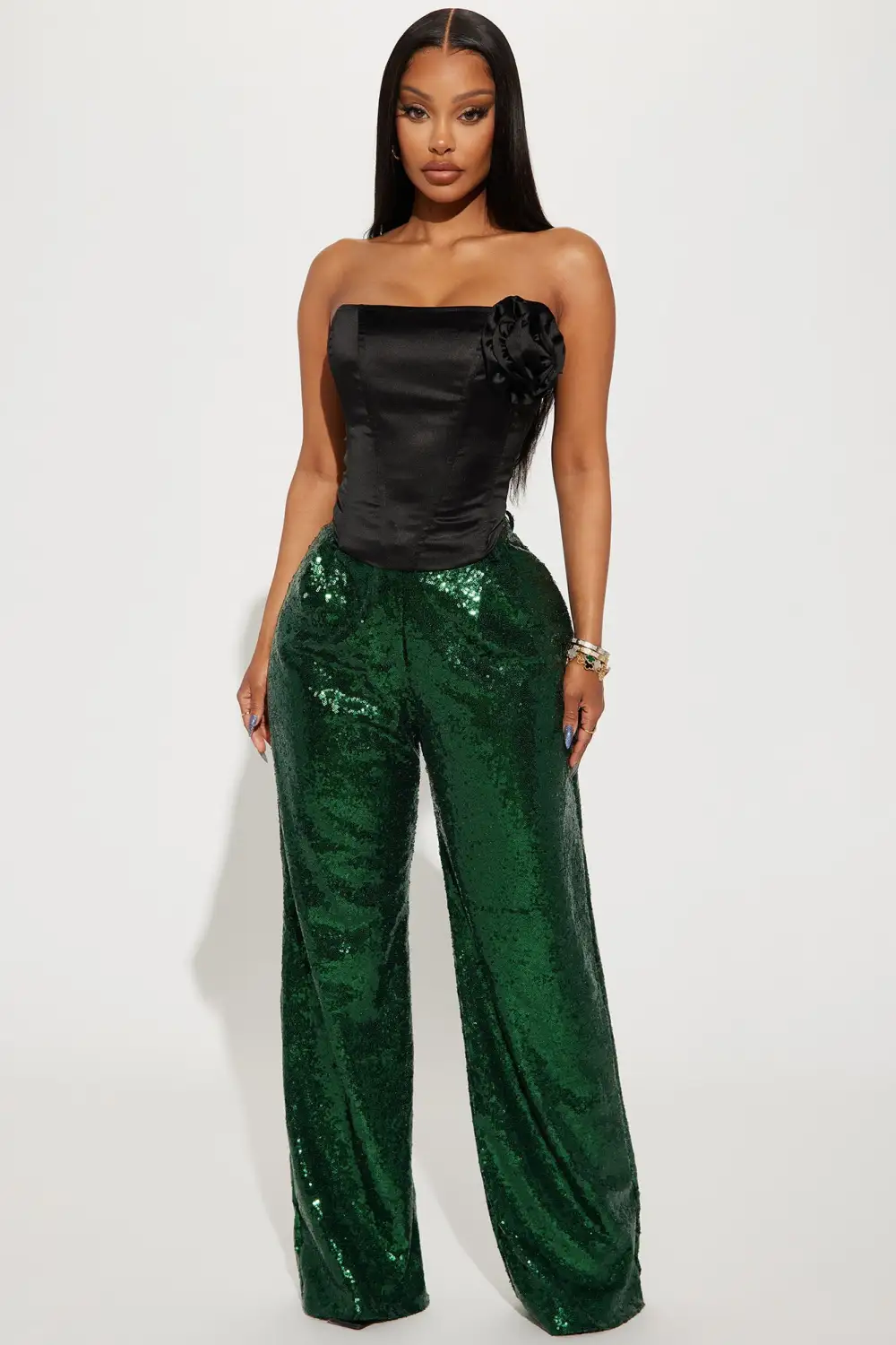 Home Grown Satin Corset Top - Black