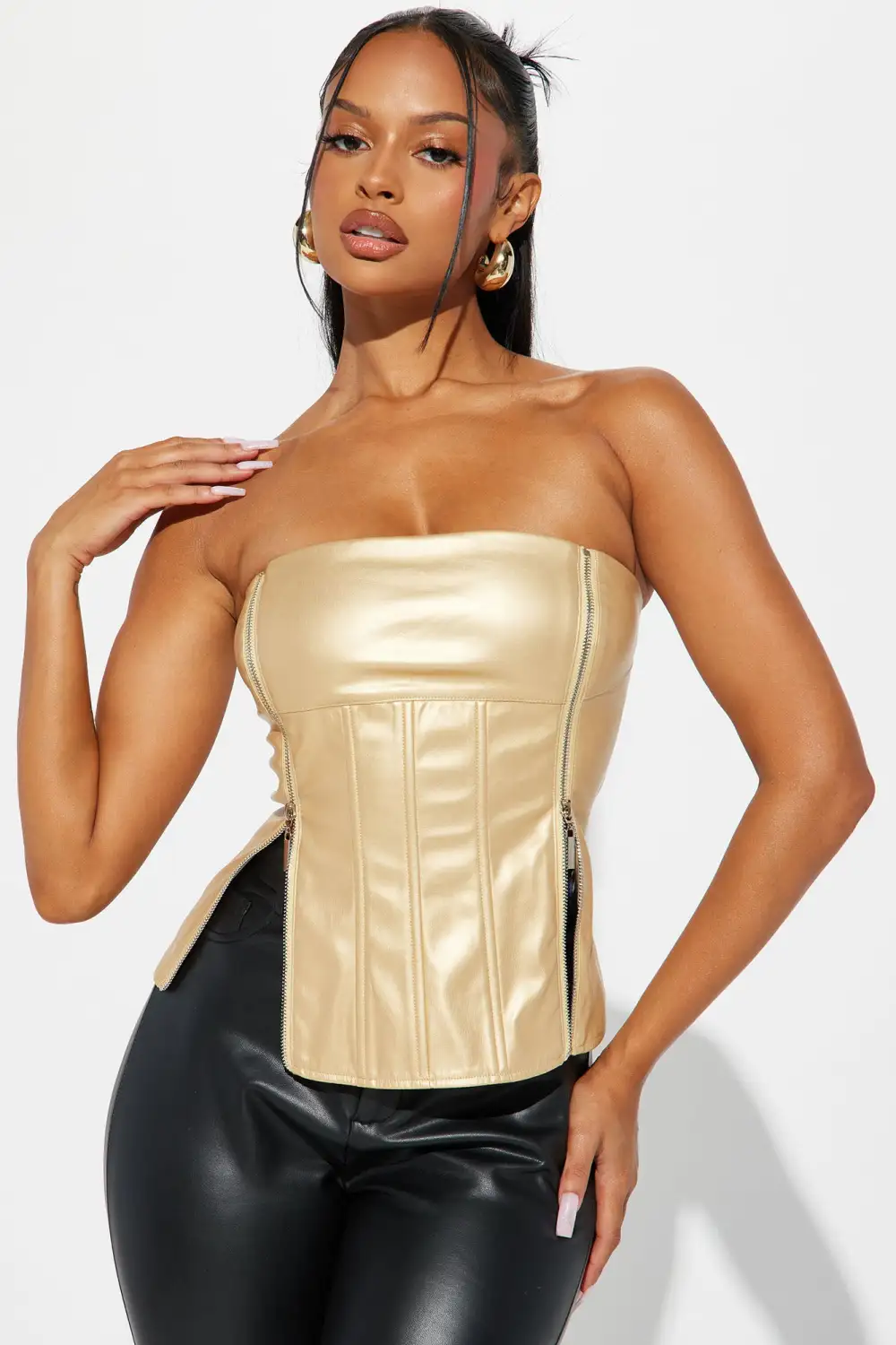 Always Noticed PU Top - Gold