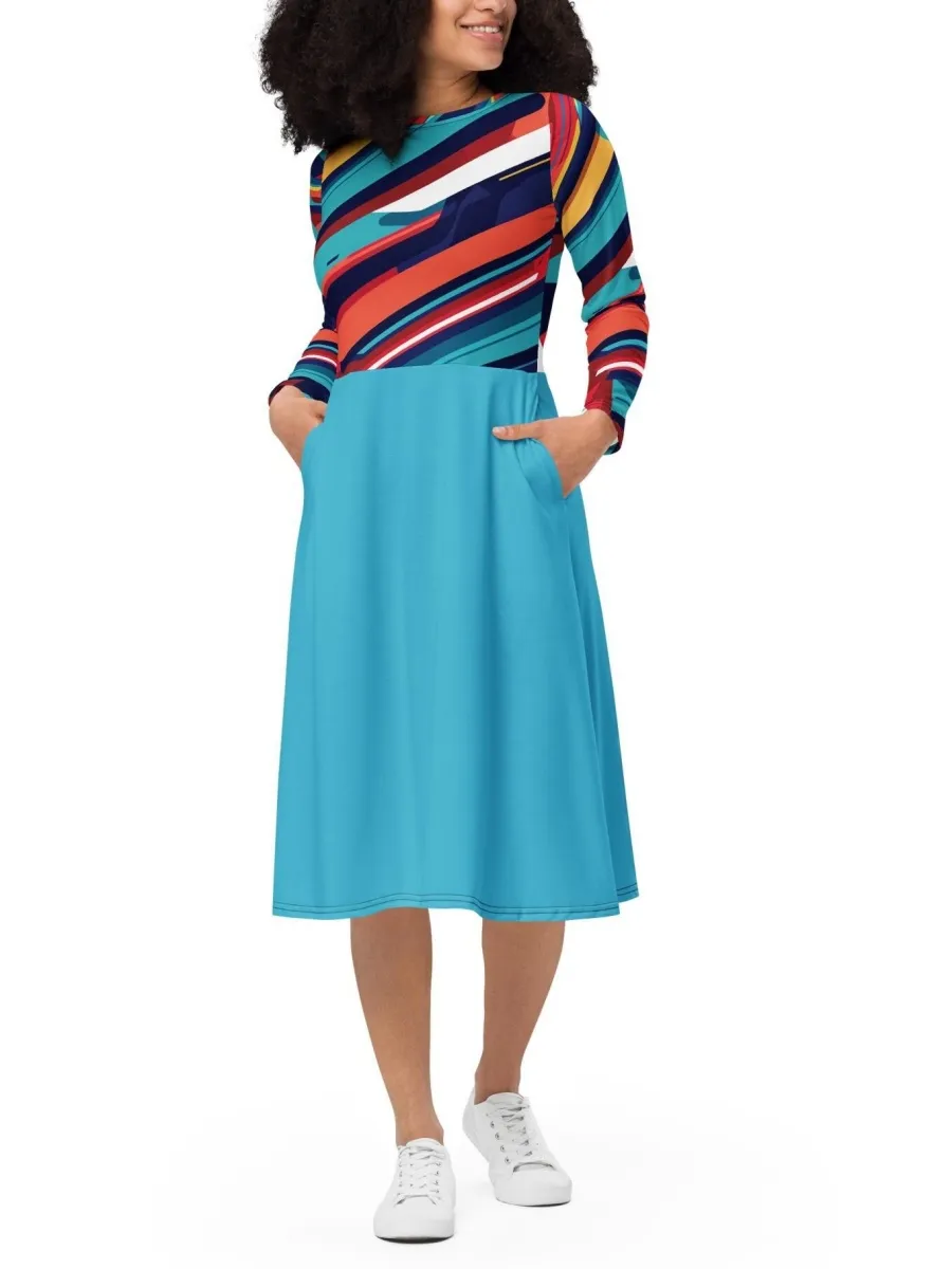 Modern Stripe Casual Dress