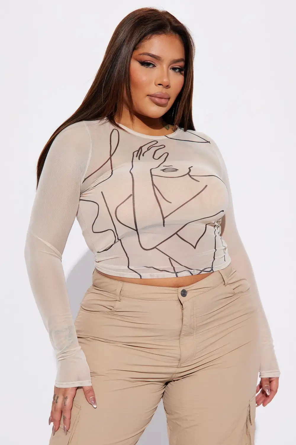 Art Of Love Mesh Top - Taupe