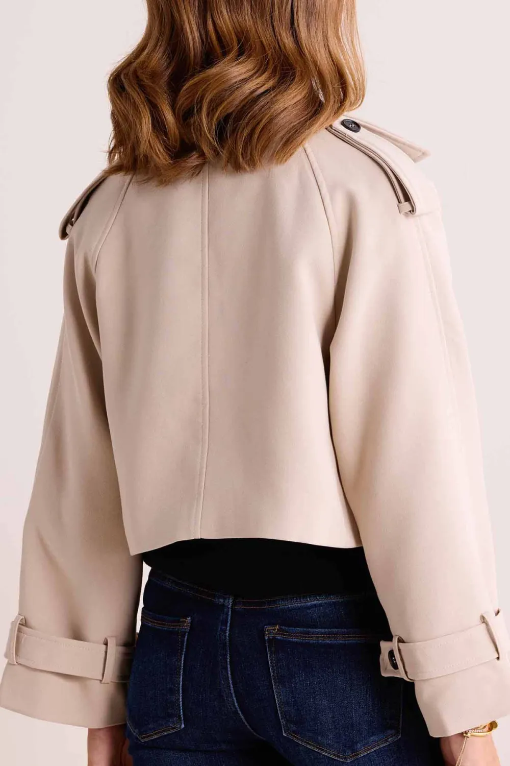 Beige Cropped Double Breasted Jacket