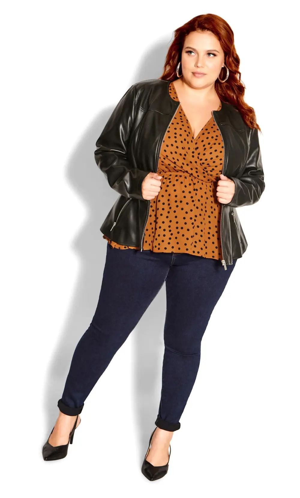 Evans Black Faux Leather Fitted Jacket