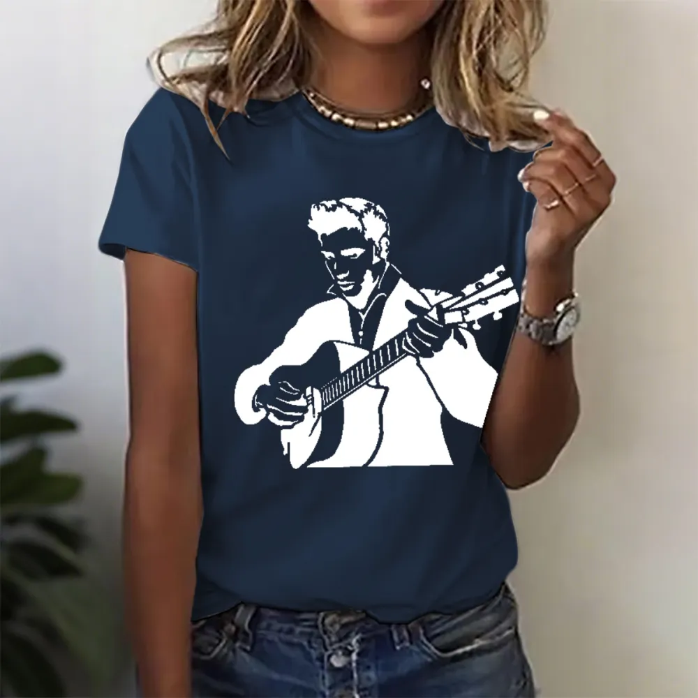 Women's American The King Print Short Sleeve Round Neck Cotton T-Shirt