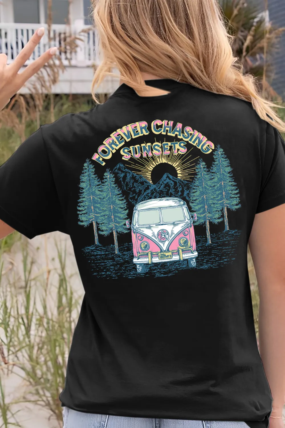 Van And Sunset - Chasing Printed T - shirt