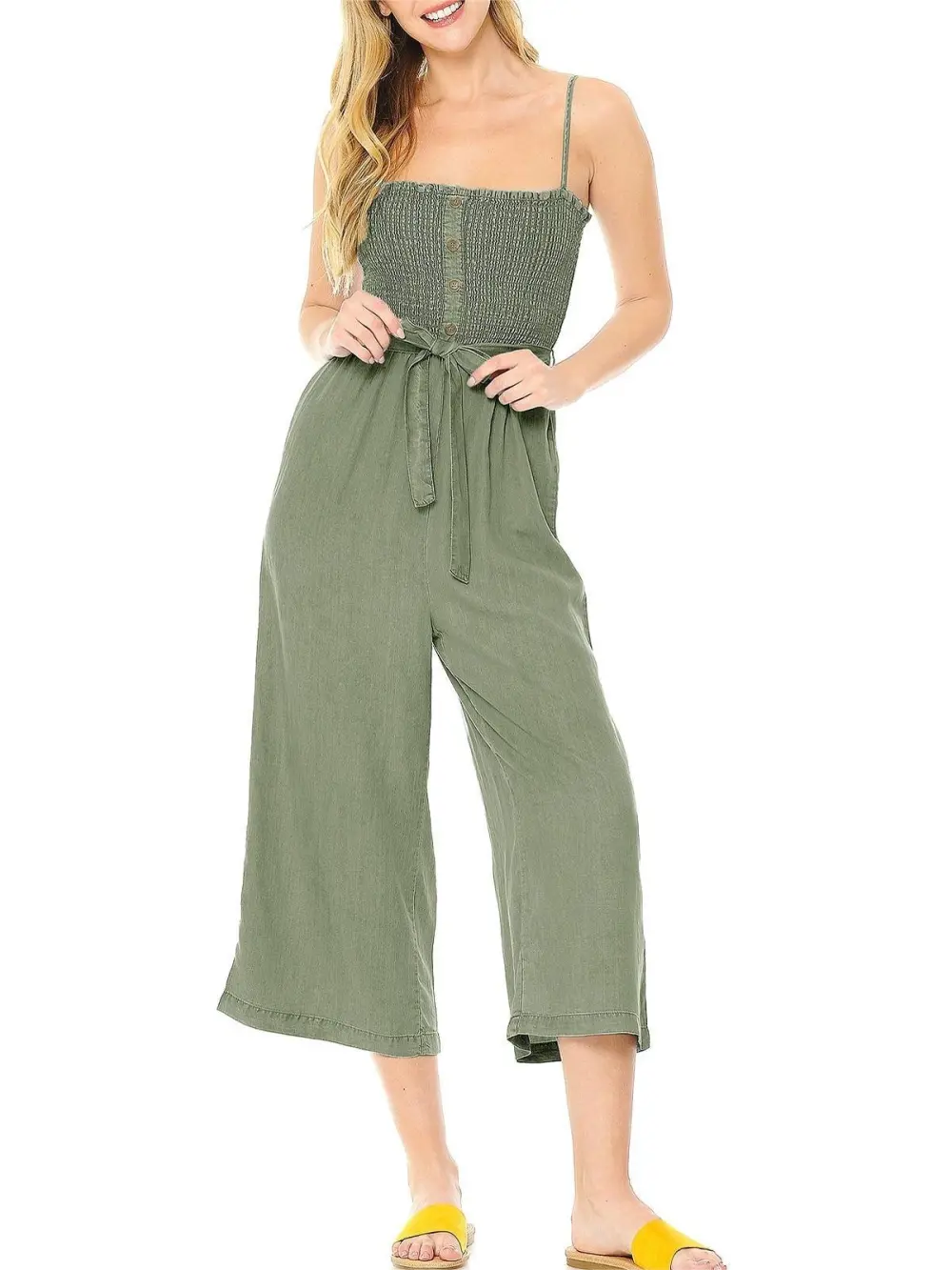 Tied Waist Culotte Jumpsuit