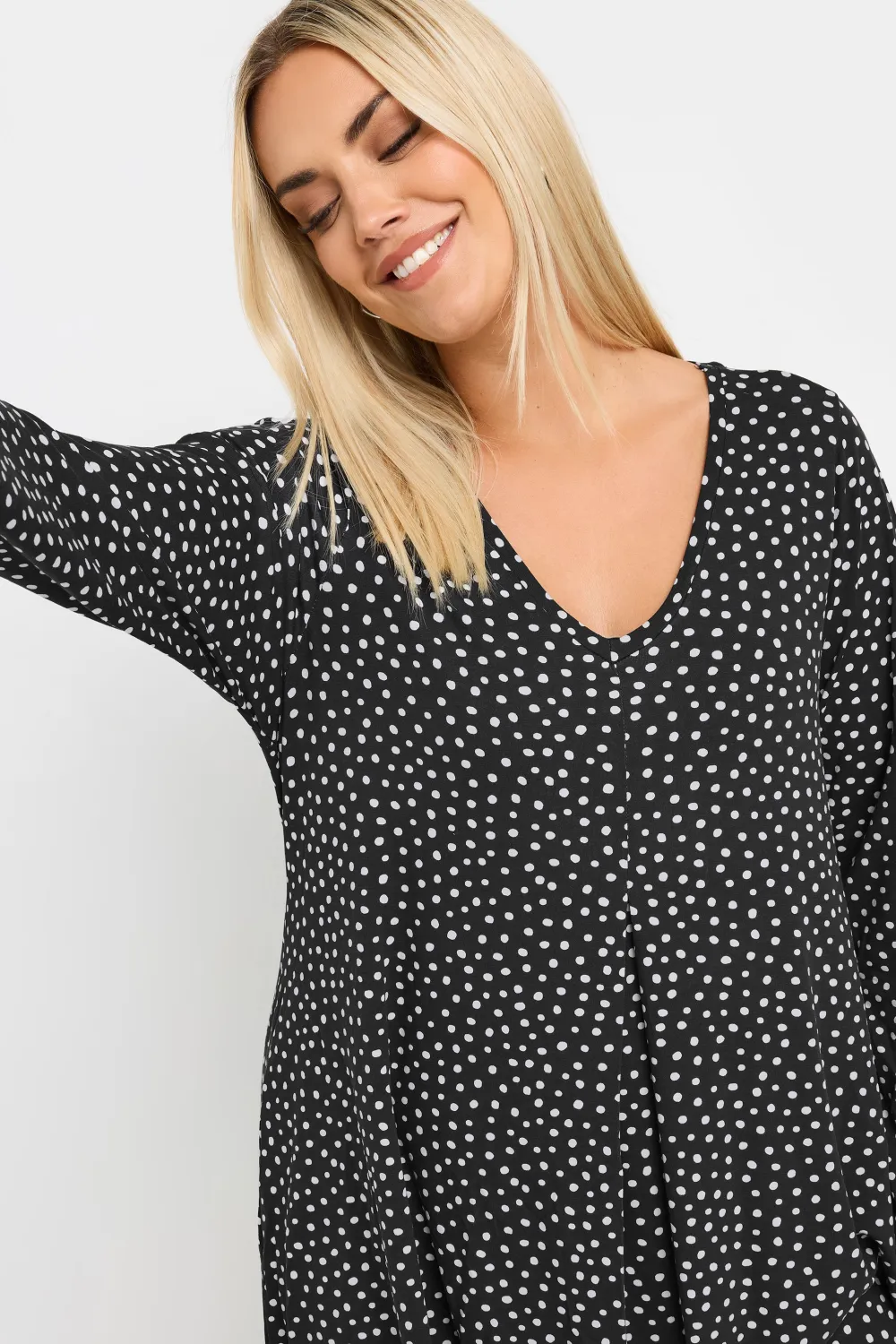 YOURS Curve Black Spot Print Mini Dress