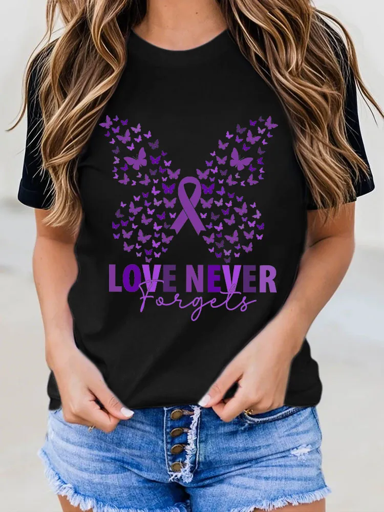Women's I Will Remember For You Dementia Alzheimer's Disease Awareness Print T-Shirt