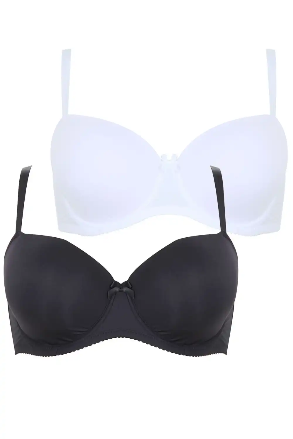 YOURS 2 PACK White & Black Moulded Underwired T-Shirt Bras