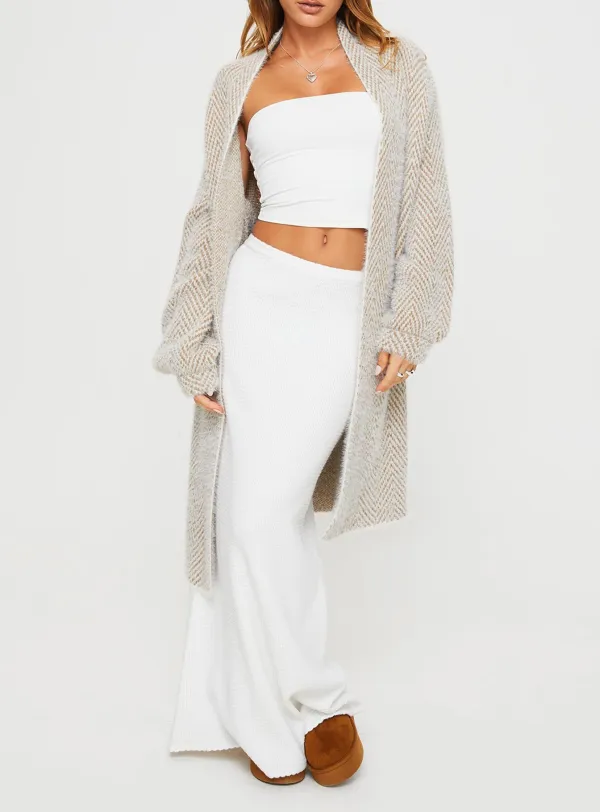 Textured Balloon Sleeves Cardigan