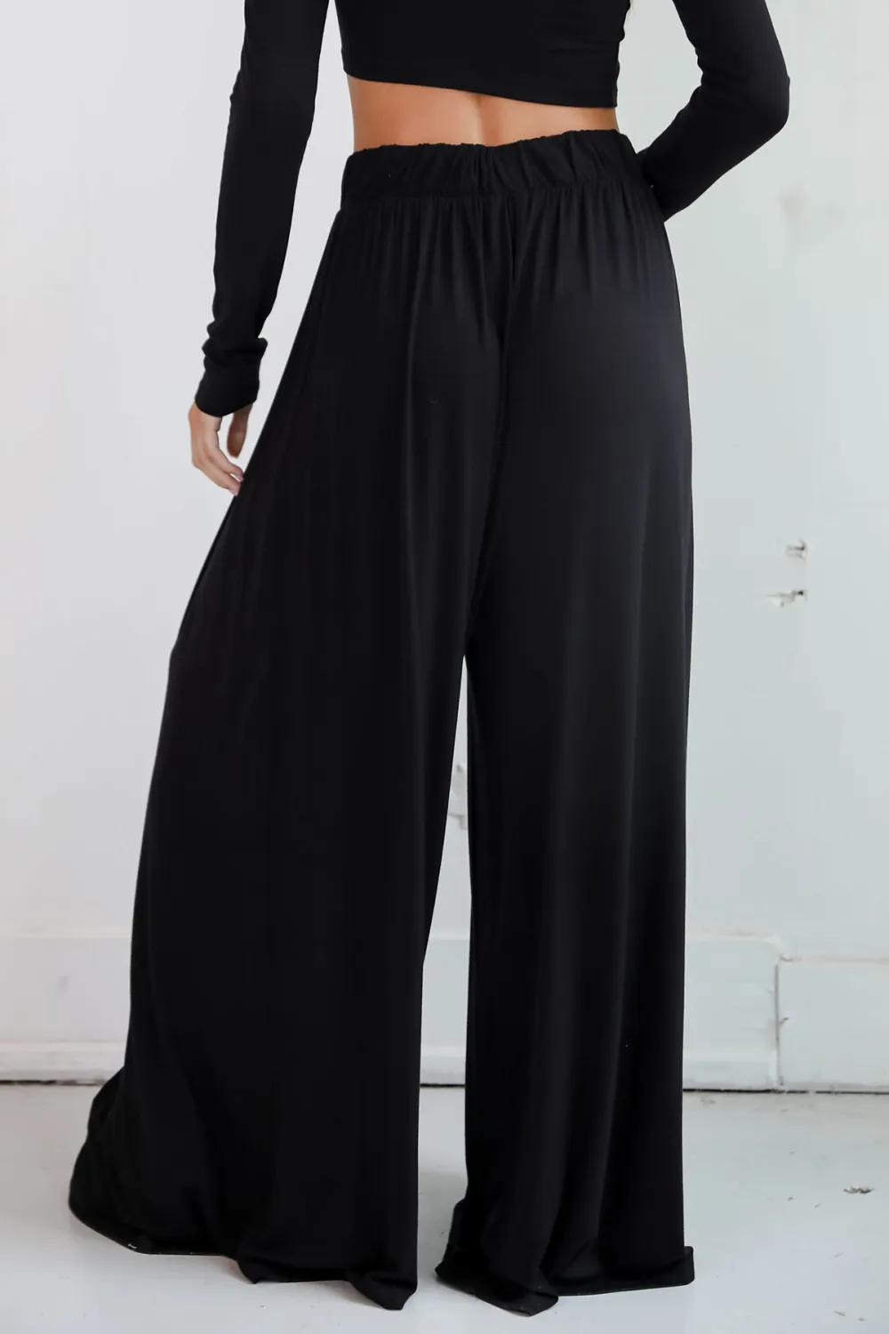 Sophisticated Step Black Pleated Wide Leg Pants