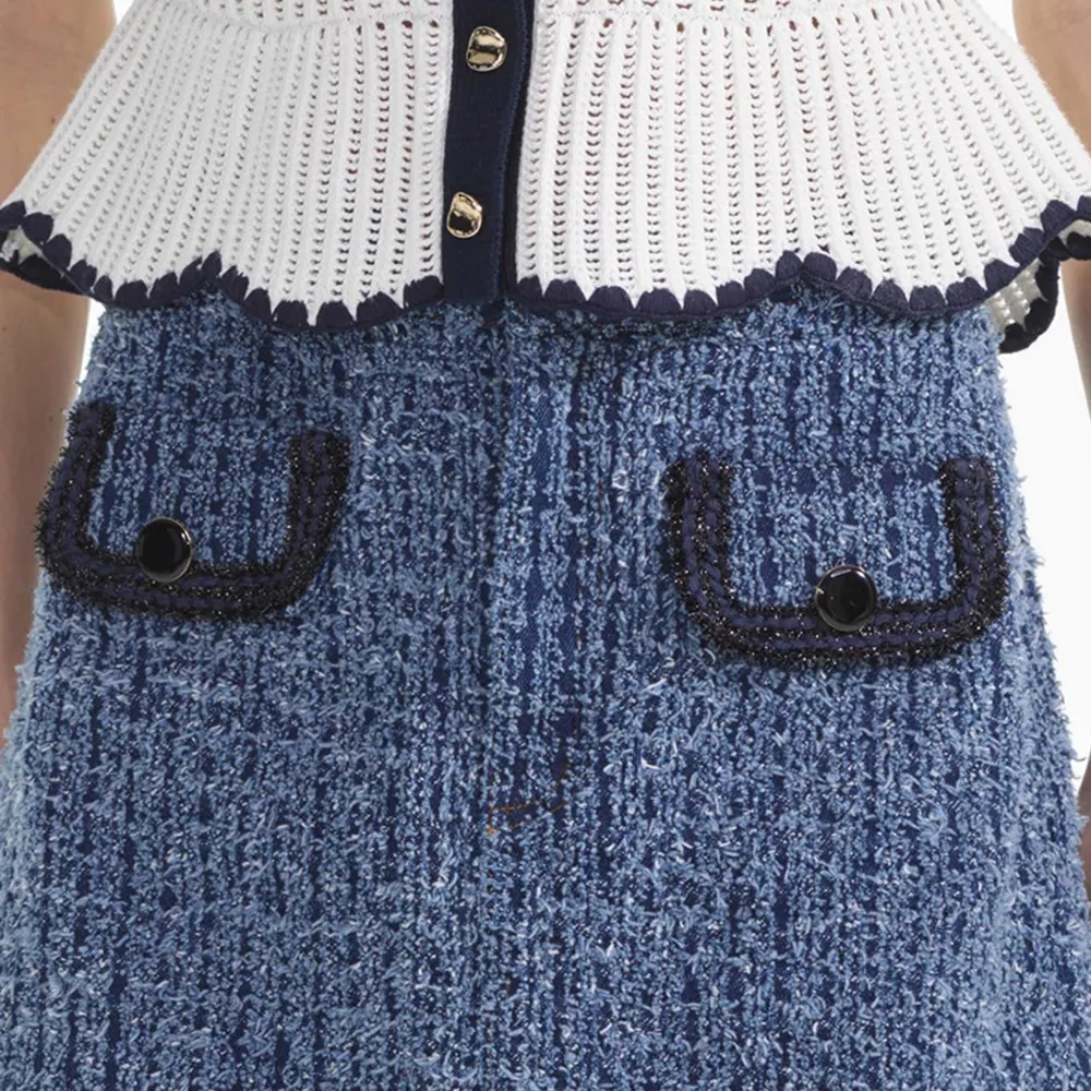 Textured Denim Mini Skirt