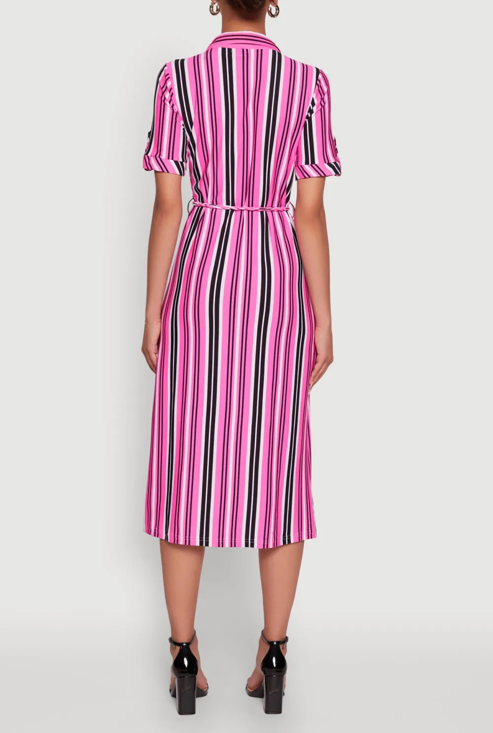 Striped Lace Up Dress