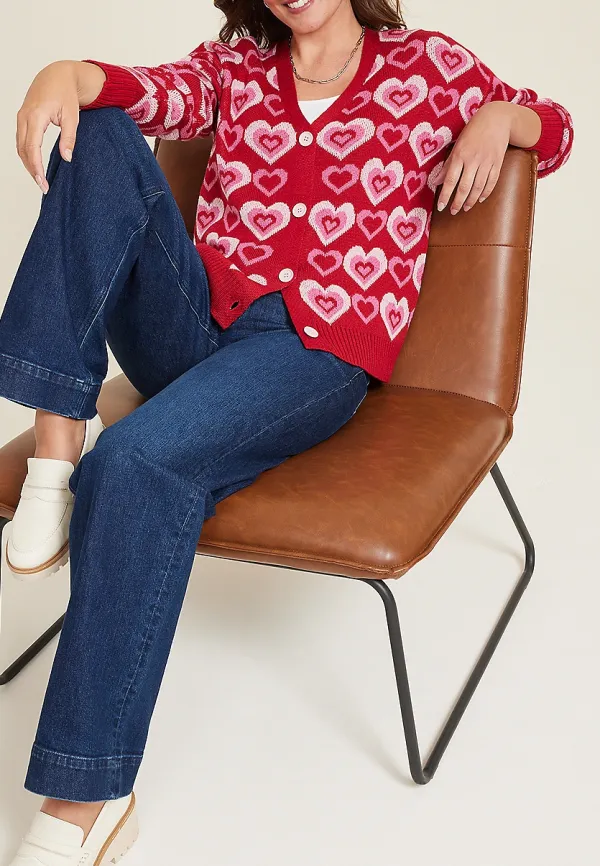 Heart Button Front Cardigan