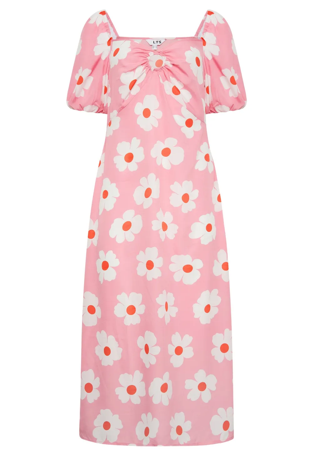 LTS Tall Pink Daisy Cut Out Midi Dress