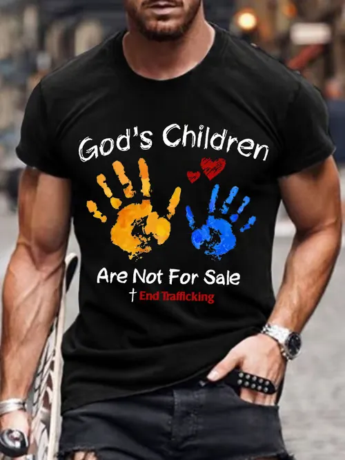 Men'S Casual God Children For Men Does Not Sell Printed Short Sleeve T-Shirts Pure Cotton Round Necks
