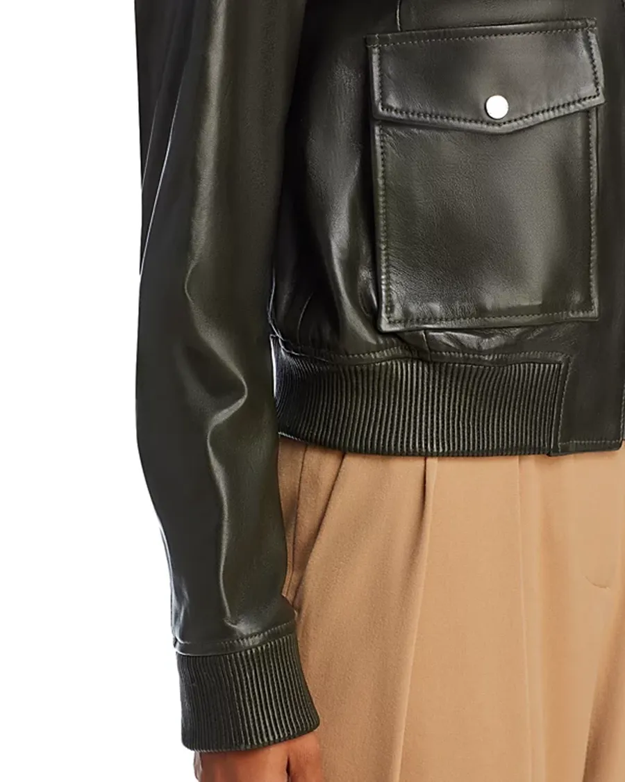 Casual Style Leather Bomber Jacket