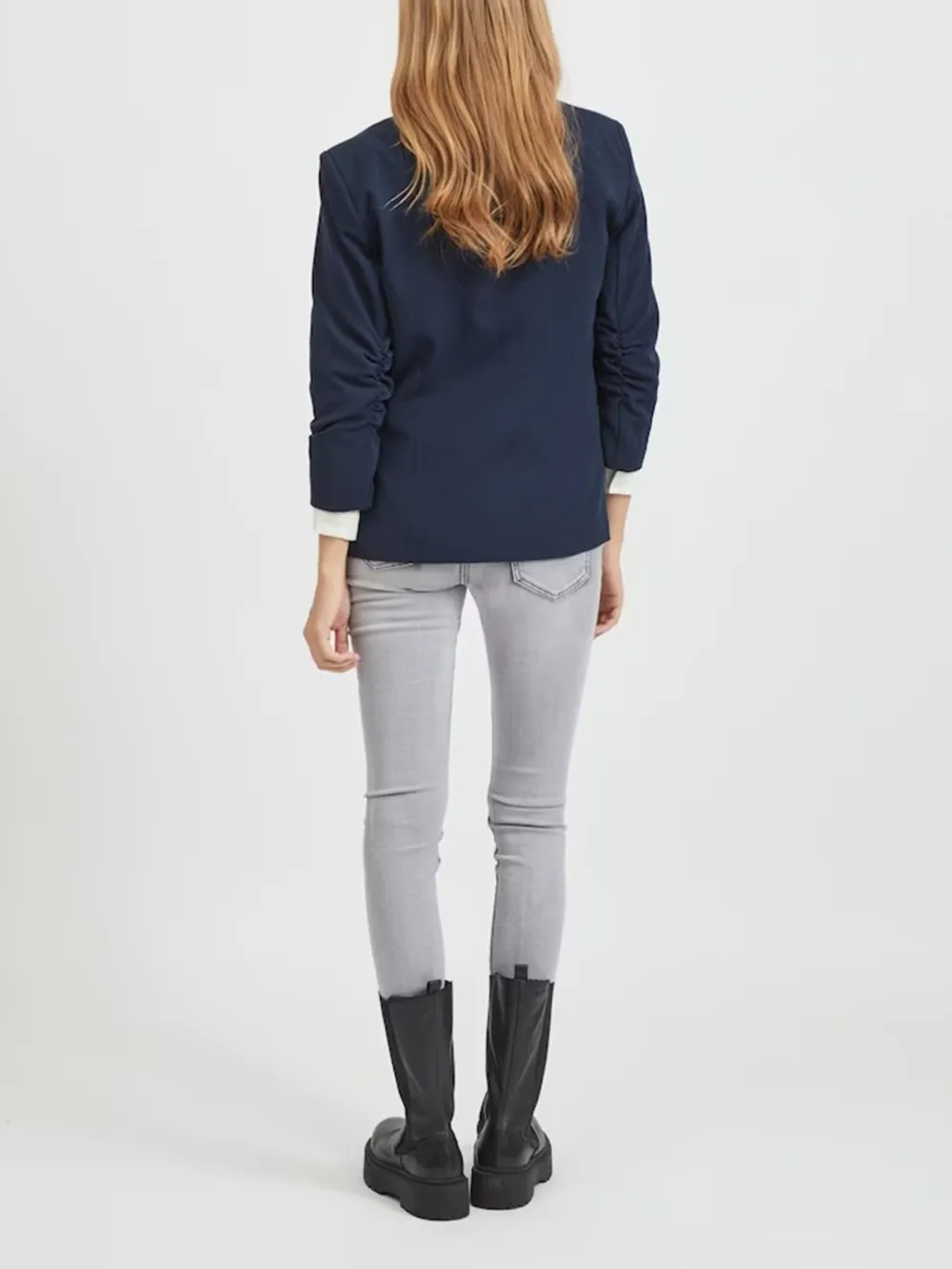 Plain Colored Stand-up Collar Blazer