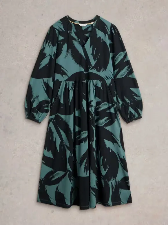 Jersey Dress In Green Print
