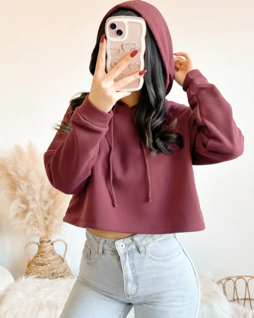 EVERYDAY BASIC CROP HOODIE (FOREST)