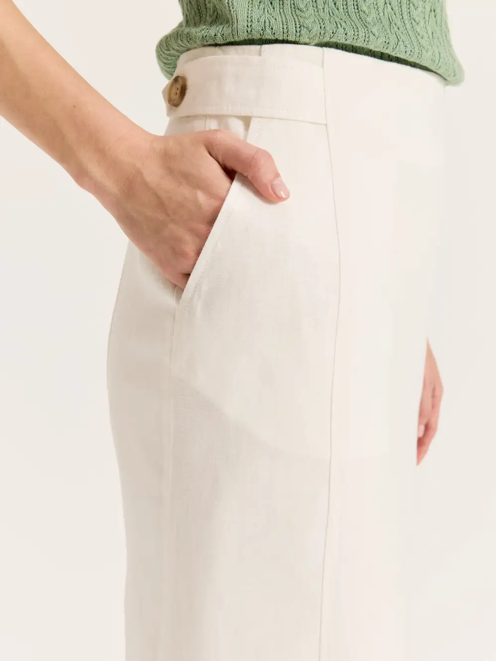 White Boucle Side Zip Skirts