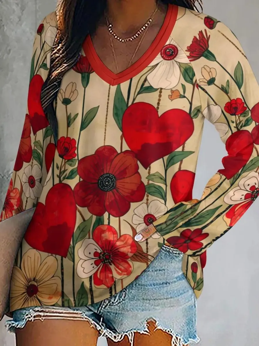 Heart And Flower T-Shirt