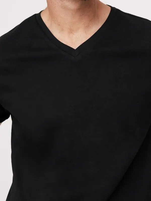 Men's Back Simple Cotton V-Neck T-Shirt