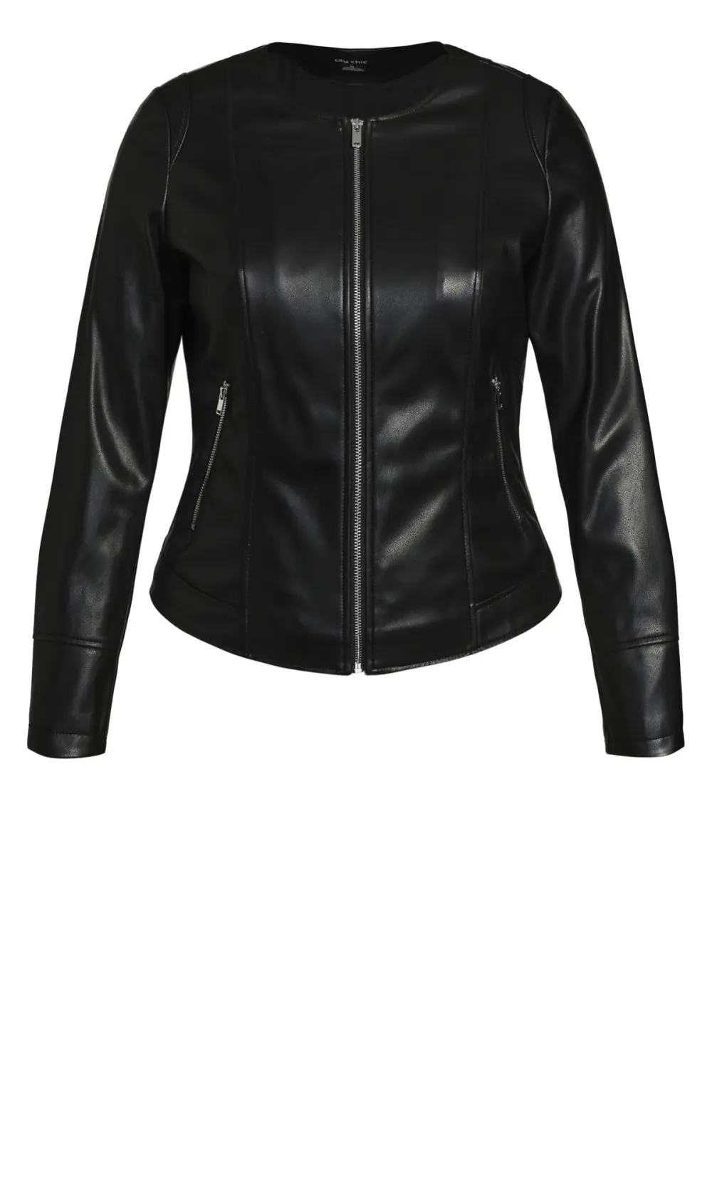 Evans Black Faux Leather Zip Front Biker Jacket