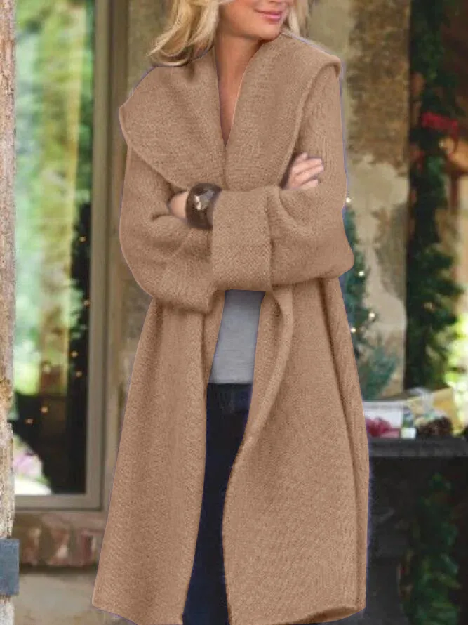 Solid color casual mid-length women's coat