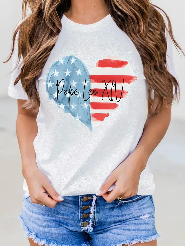 Women'S Pope Leo Xiv Round-Neck Short-Sleeved T-Shirt