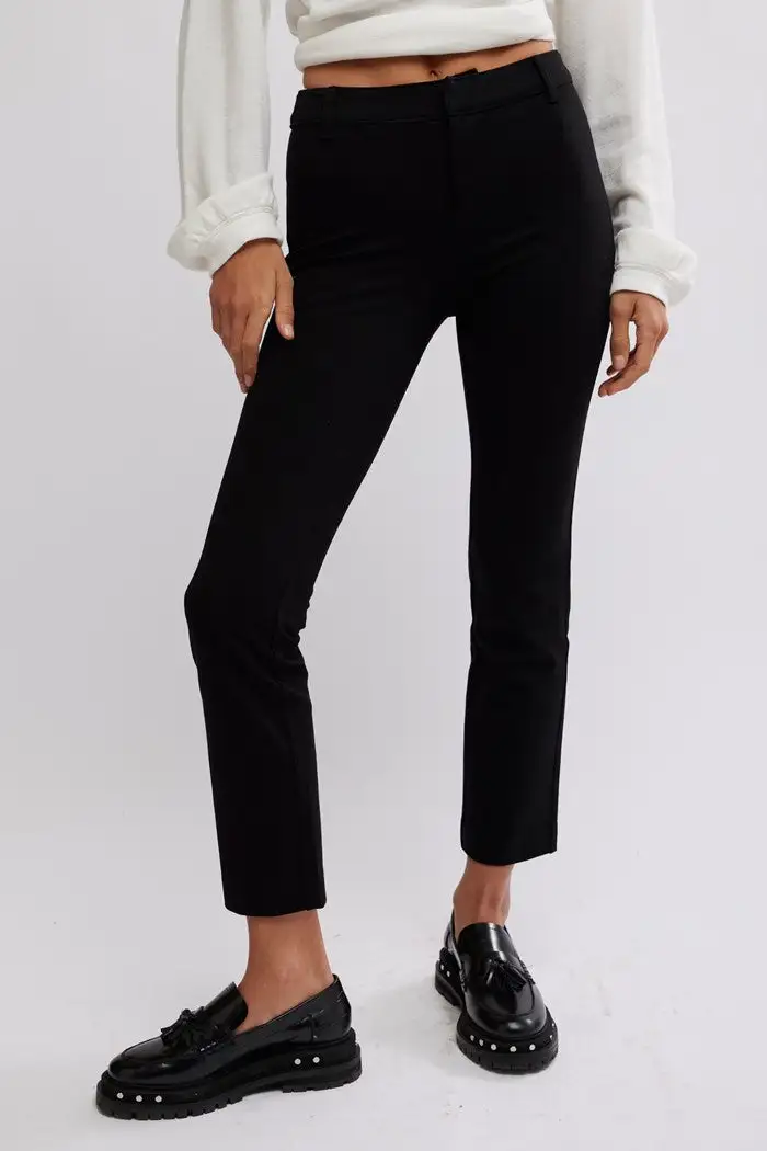 Black Cropped Slim-Fit Ankle Pants