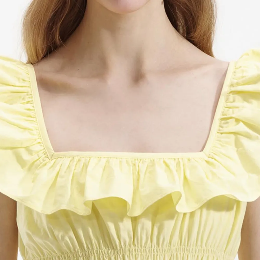 Yellow Cotton Midi Dress