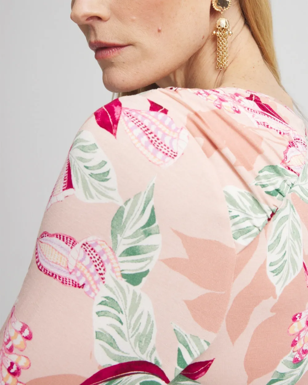 Long Sleeve Pink Floral Crew Neck Tee