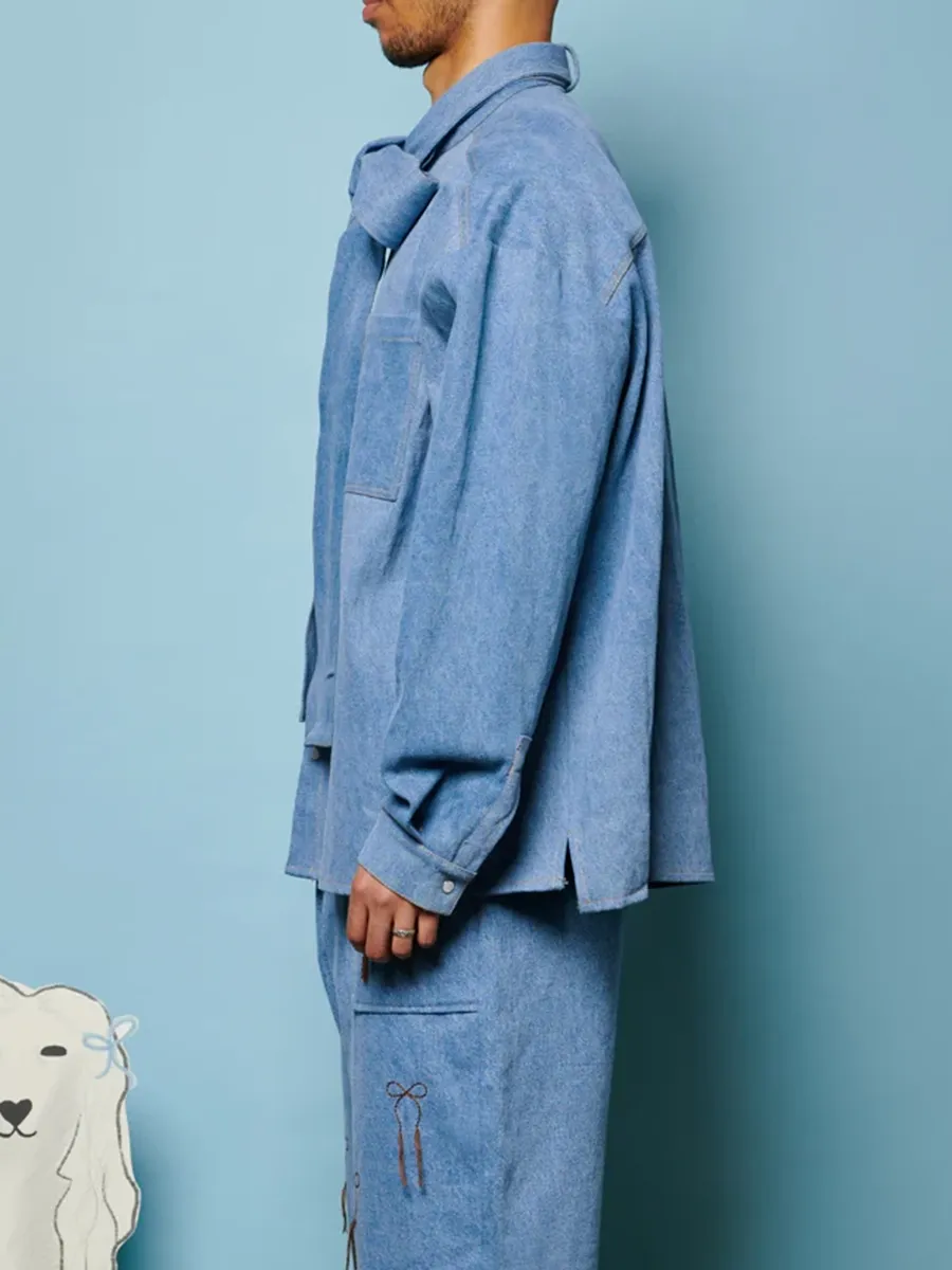 Casual Outfit Denim Bow Shirt