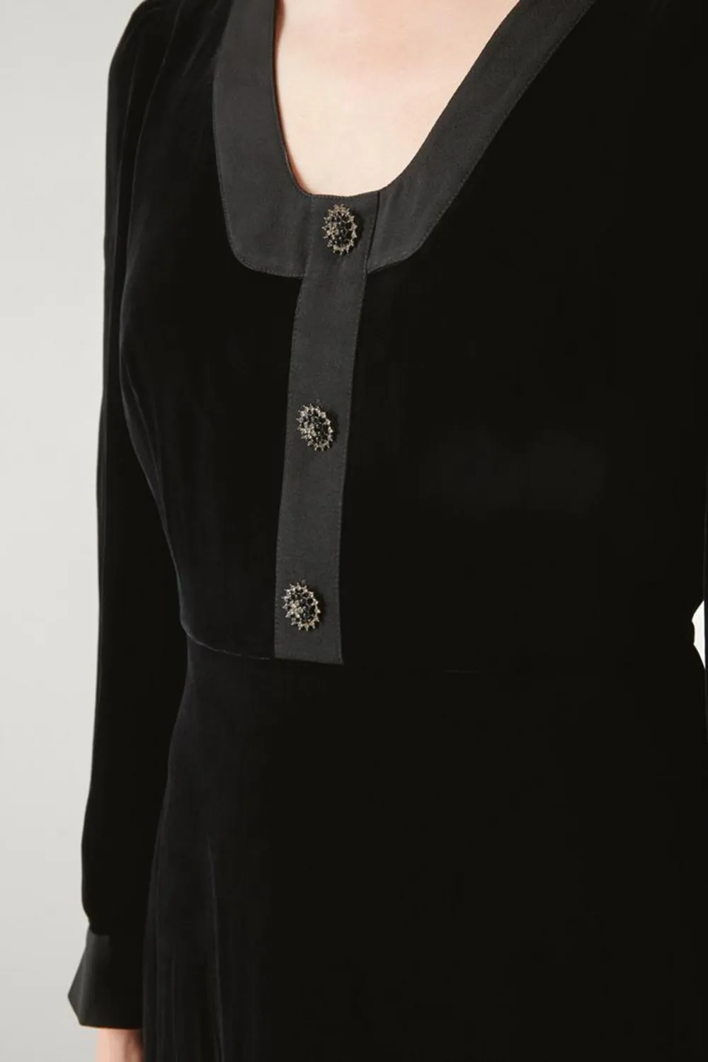 Black Contrast Trim Short Sleeve Midi Dress