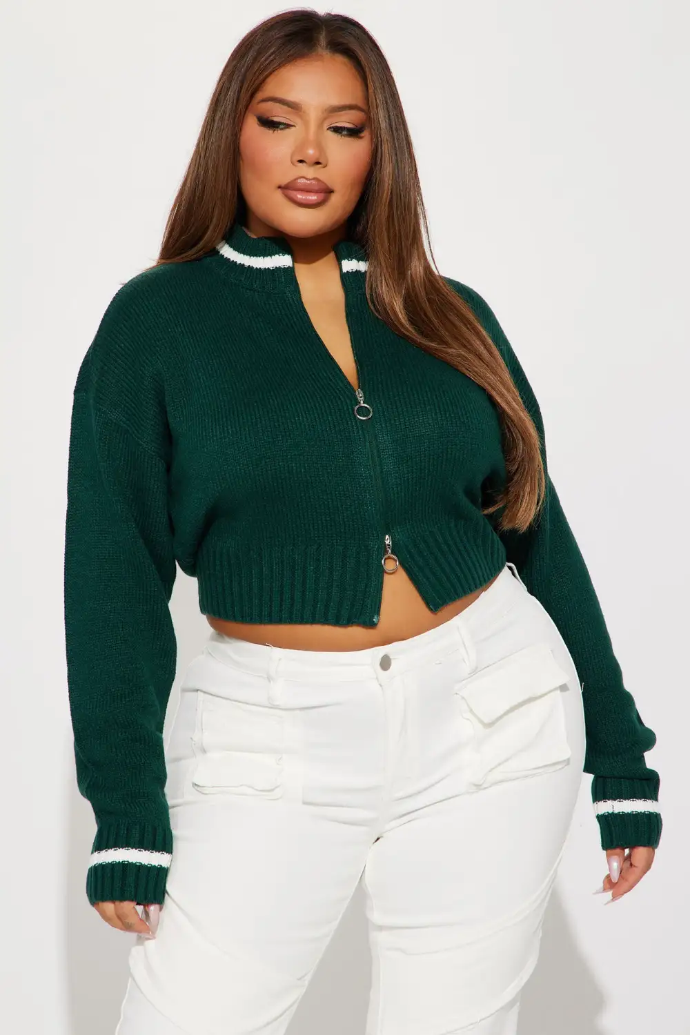 Open Book Knit Bomber - Hunter