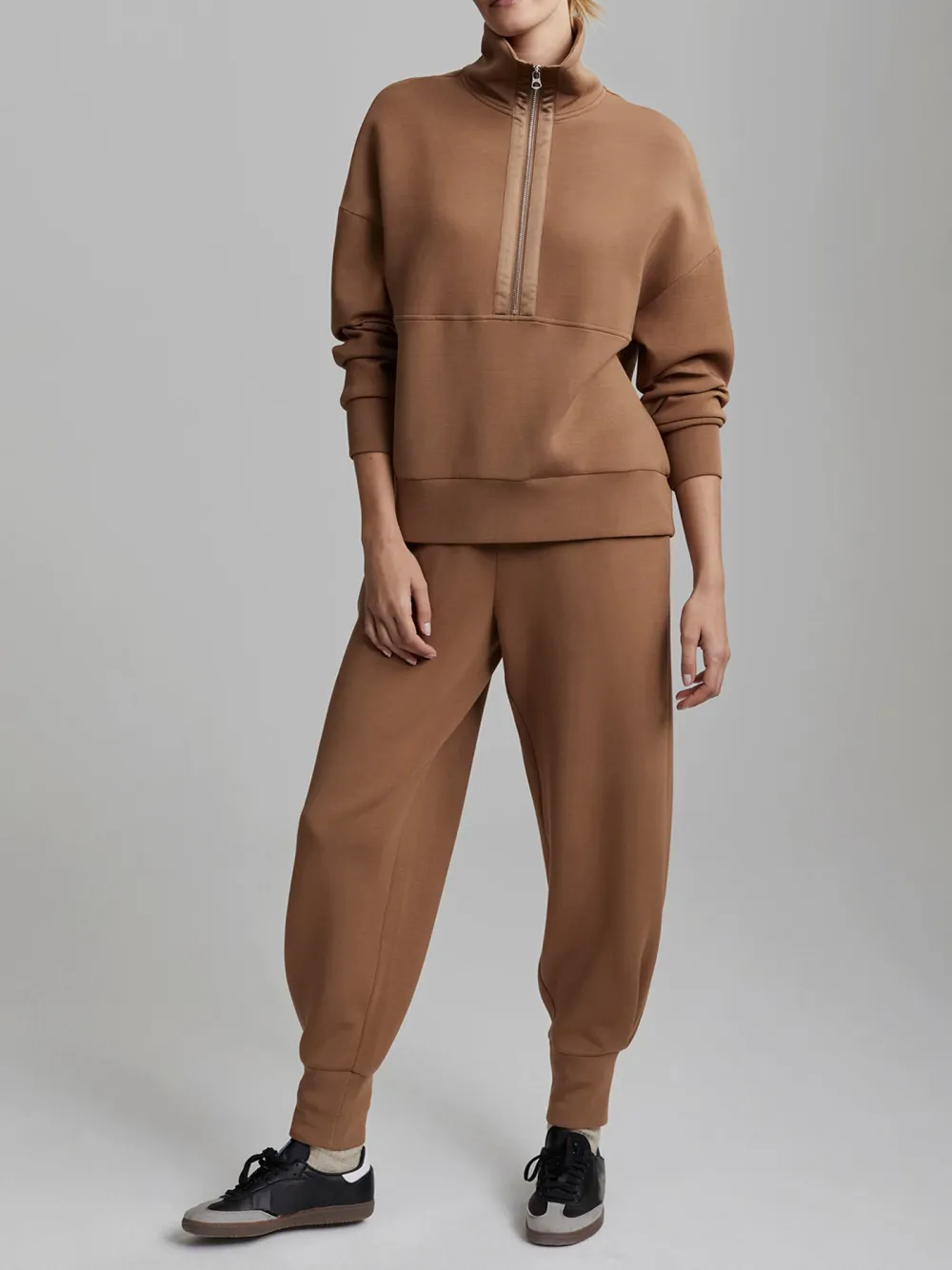 Chic Quarter-Zip Wide-Collar Loose Sweatshirt