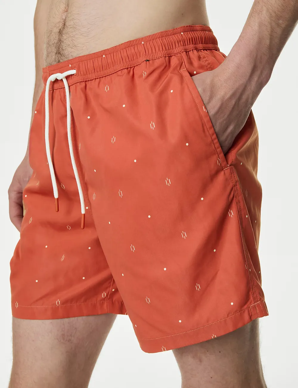 Orange Geometric Swim Shorts