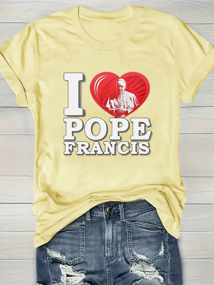 Women's I Love PF Print Short Sleeve Round Neck Cotton T-Shirt